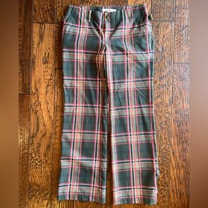 Vintage Y2K Tommy Hilfiger Green and Red Plaid Flare Pants Trousers size 8